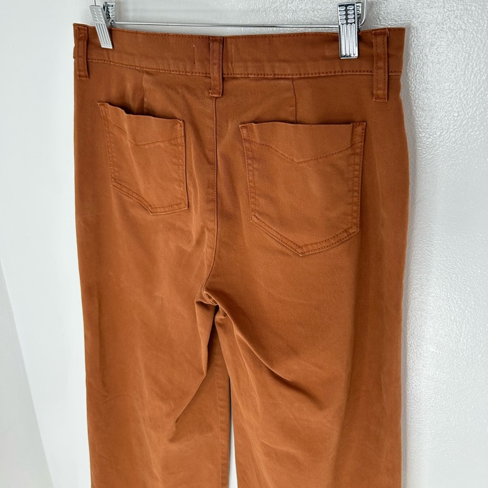 Evereve Pants Womens Size 28 Khaki Rust Crop Wide Leg Flared Stretch 30x26.5 - Picture 9 of 14
